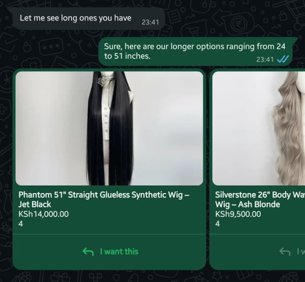 WhatsApp conversation on the seller business number
